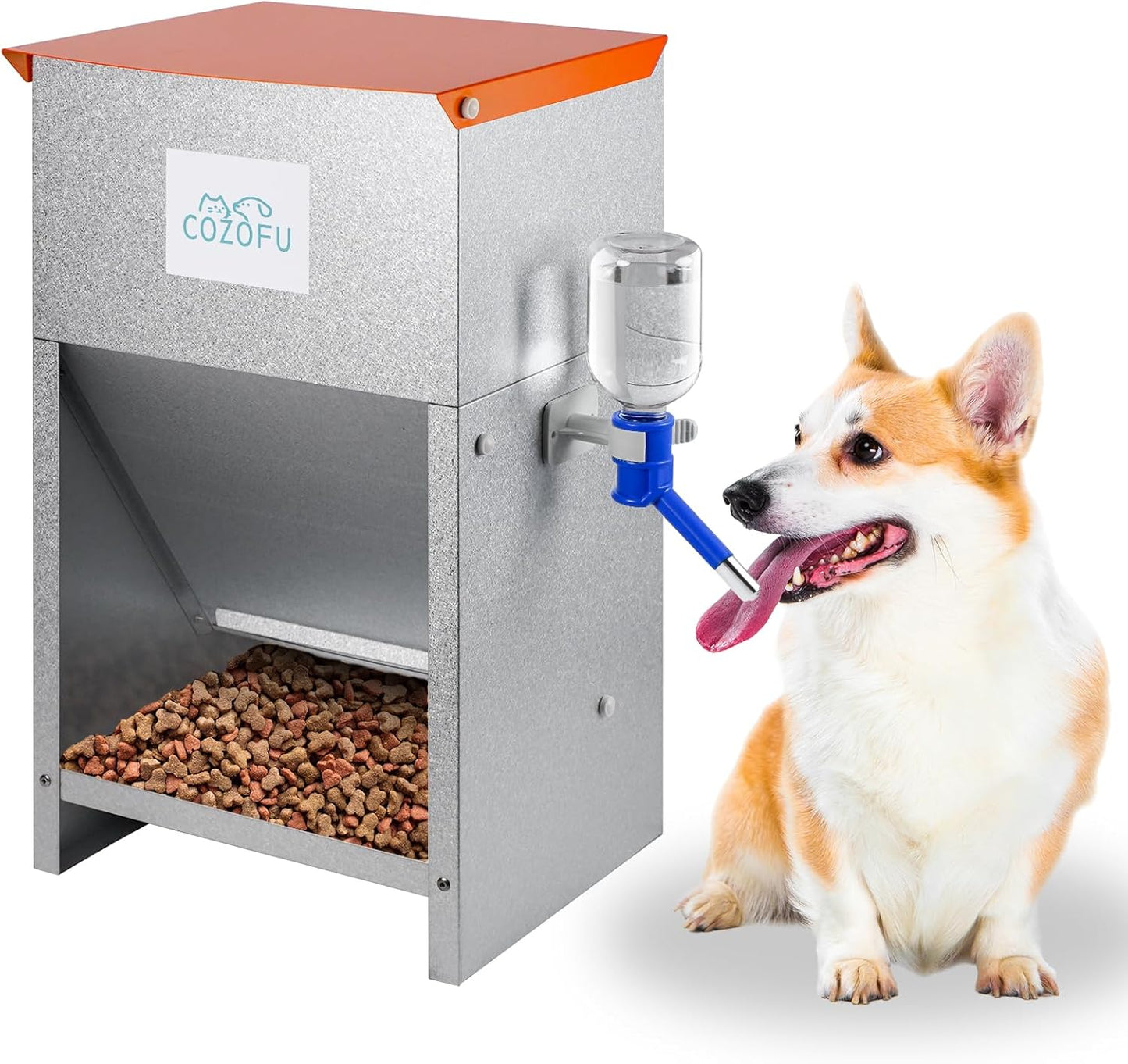 Automatic Gravity-Fed Dog Feeder with Water Bowl for All Dogs