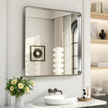 38x38 in Brushed Nickel Bathroom Mirror Rounded Rectangle - Clear HD