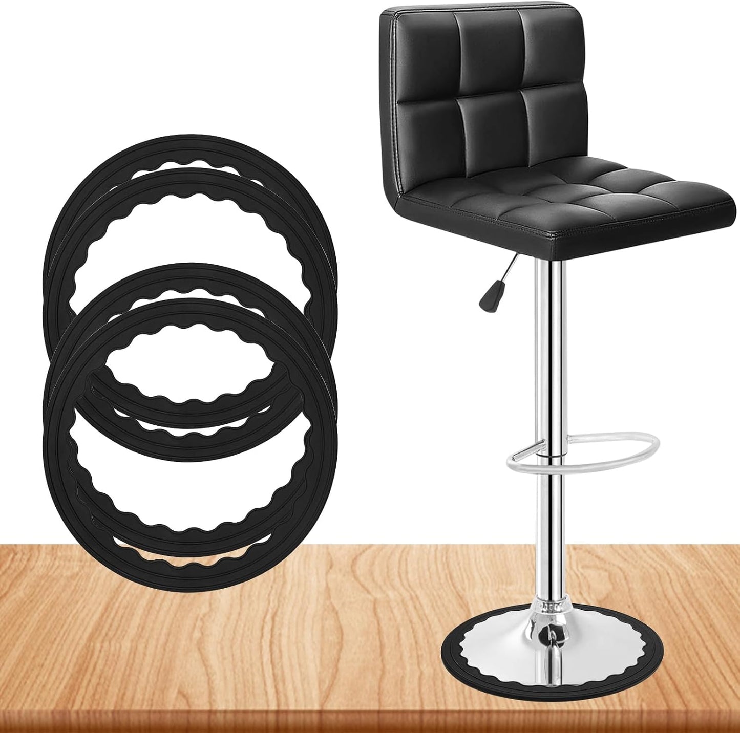 Non-Slip Chair Leg Protectors - Protect Floors, No Scratches, Stretchable Fit, Black