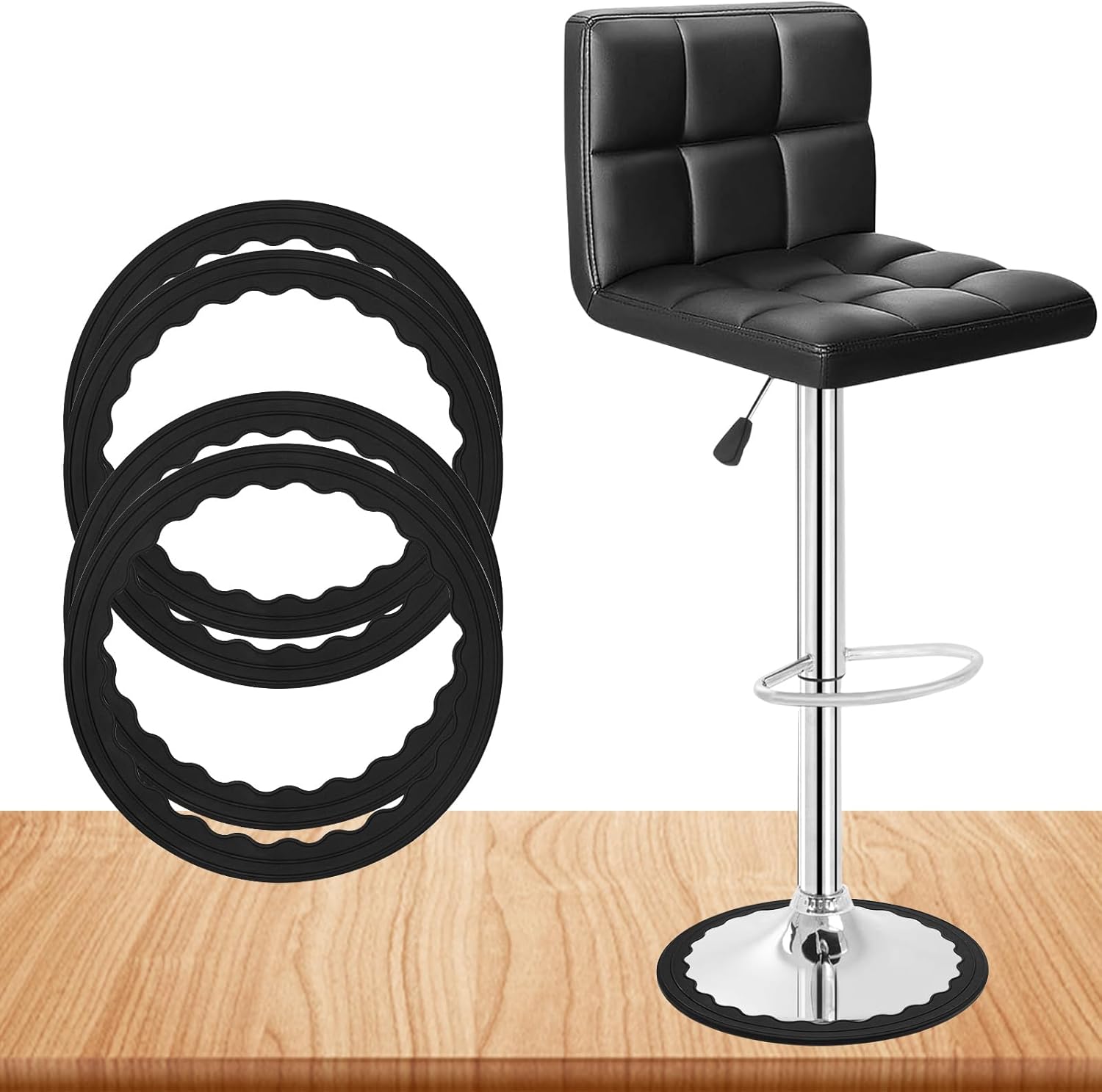 Non-Slip Chair Leg Protectors - Protect Floors, No Scratches, Stretchable Fit, Black