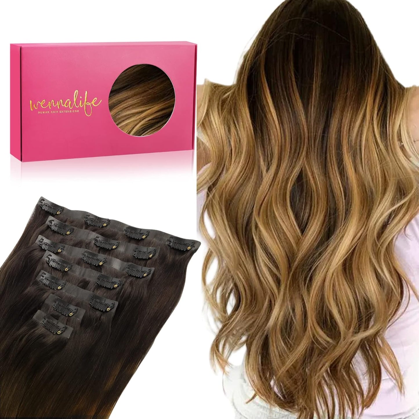 WENNALIFE Seamless Clip In Hair Extensions for Natural Look