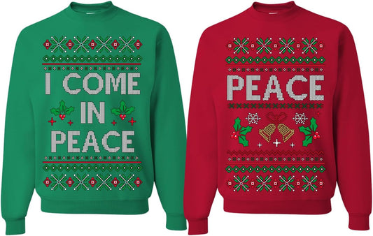 I Come in Peace Funny Matching Couples Sweatshirt for Christmas