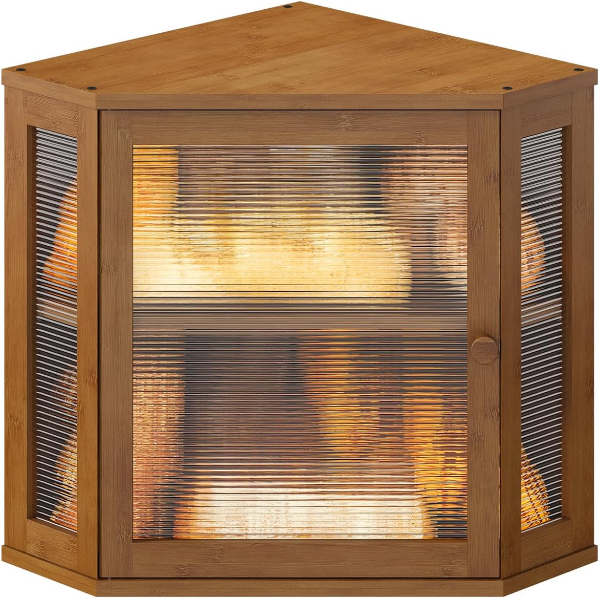 Corner Bread Box for Kitchen Countertop with Wavy Door Panel