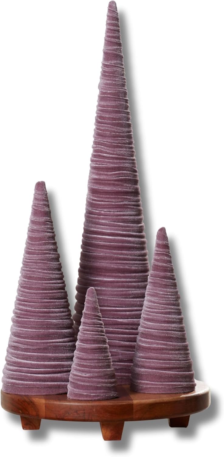 Mulberry Velvet Trees Set of 4 for Cozy Holiday Decor