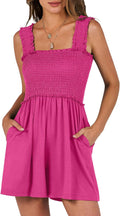 Summer Smocked Romper Square Neck Sleeveless - Flowy Casual Fit