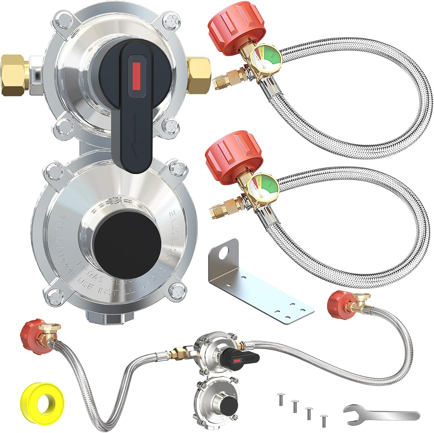 2-Stage Auto Changeover LP Propane Regulator for RVs and Campers