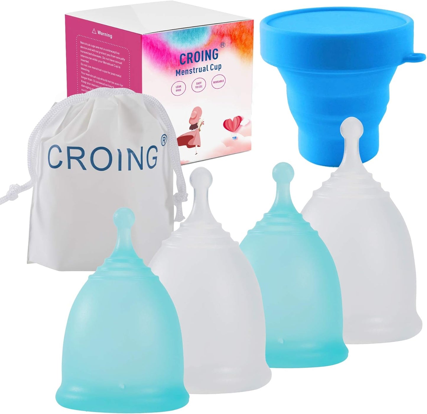 Reusable Menstrual Cups Set w/ Sterilizer - Croing