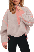 Panadila Womens Half Zip Sherpa Fleece Pullover - Cozy Oversized Fit