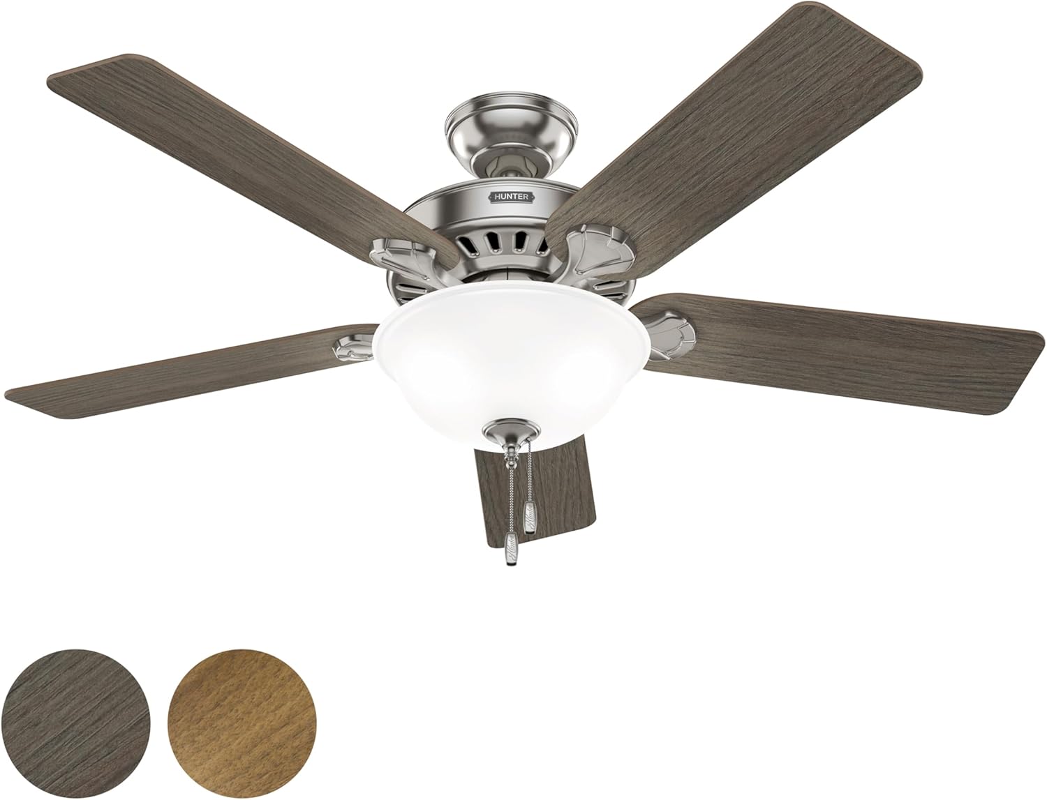 Hunter Fan 52 inch Brushed Nickel Indoor Ceiling Fan with Light