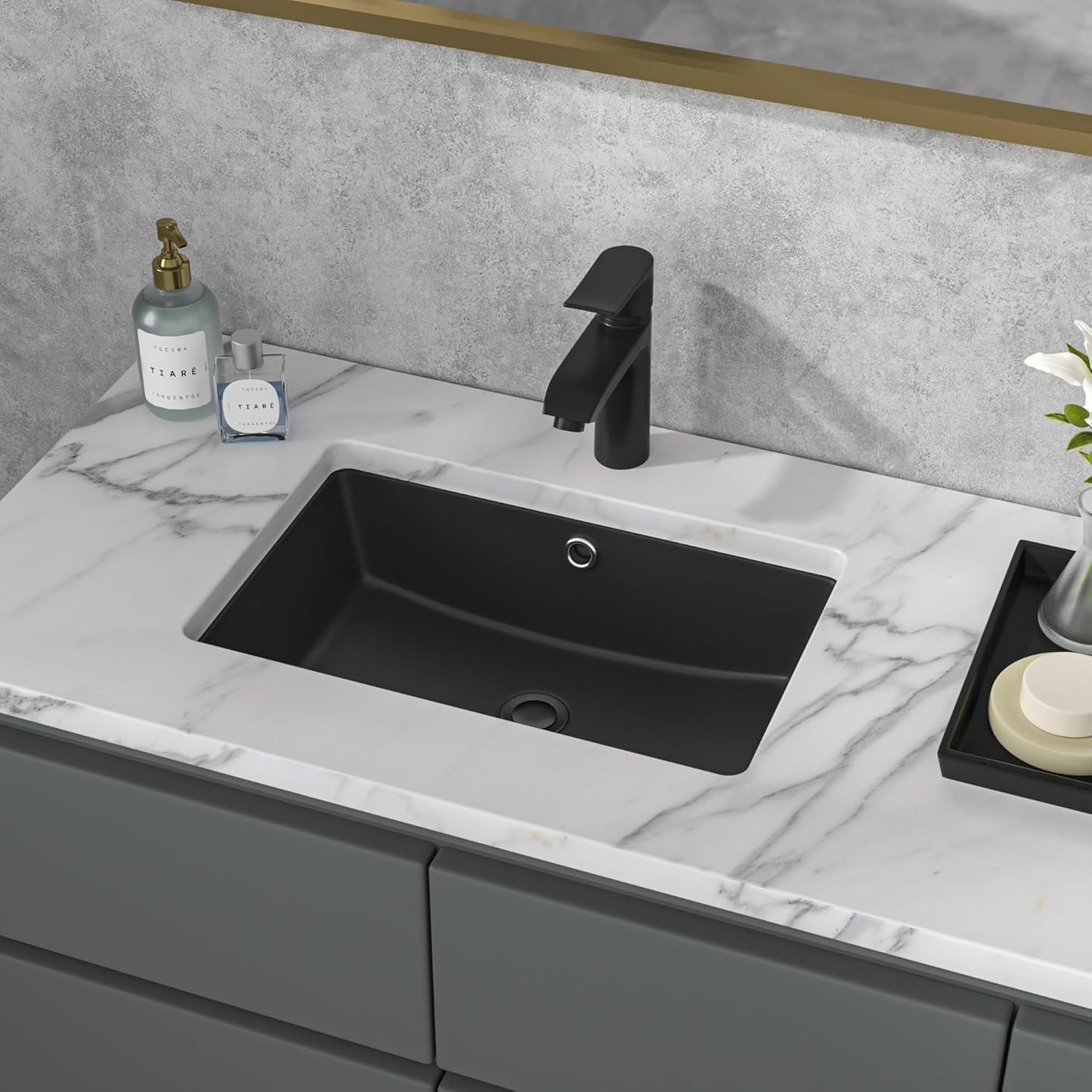 Sarlai Undermount Bathroom Sink - Modern Black Ceramic Design