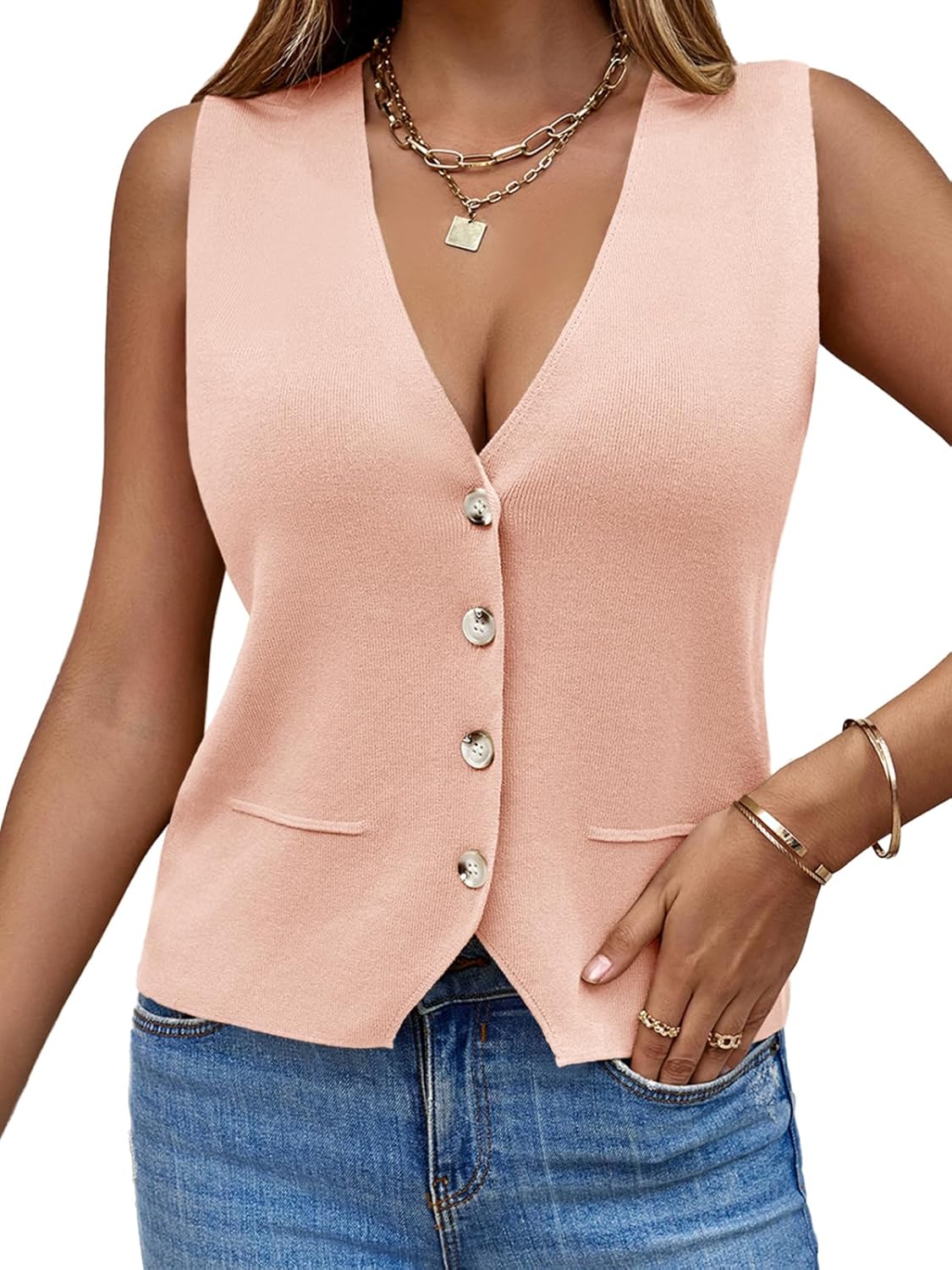 Saodimallsu Womens Sleeveless Sweater Vest for Casual Style