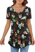 Women's Tunic Tops for Leggings V Neck Button Flowy Tunic - Flattering