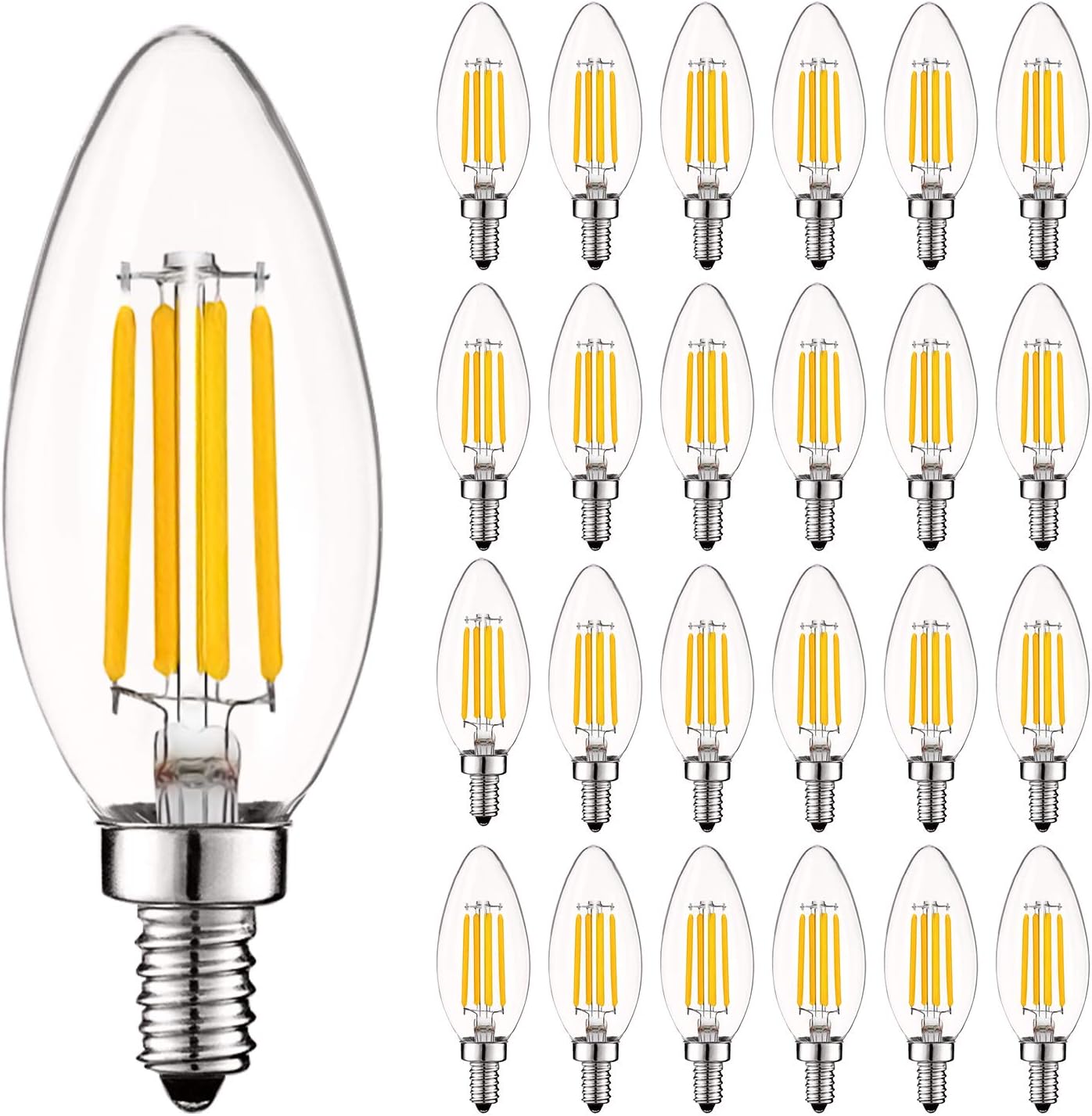LUXRITE Vintage Candelabra LED Bulb 60W Equivalent for Home