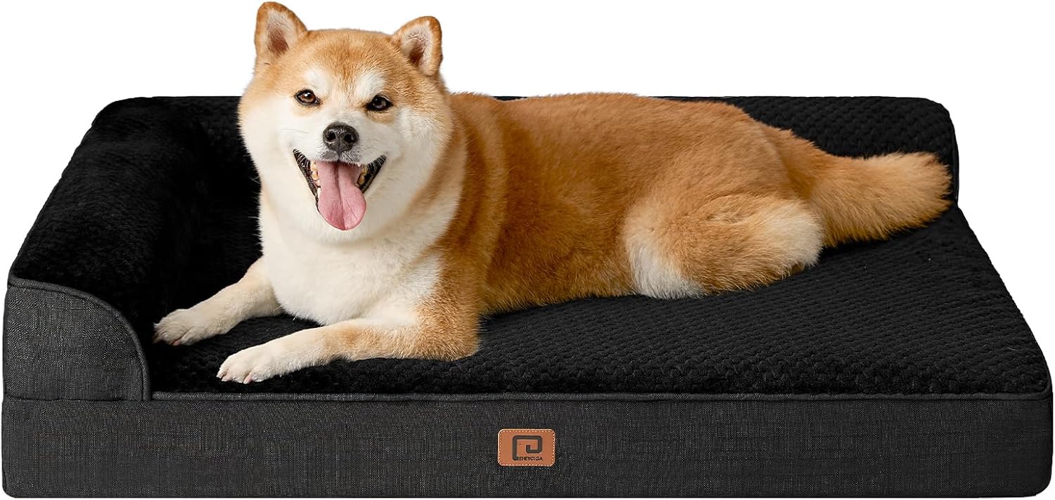 EHEYCIGA Memory Foam Dog Bed for Large Dogs with Waterproof Cover