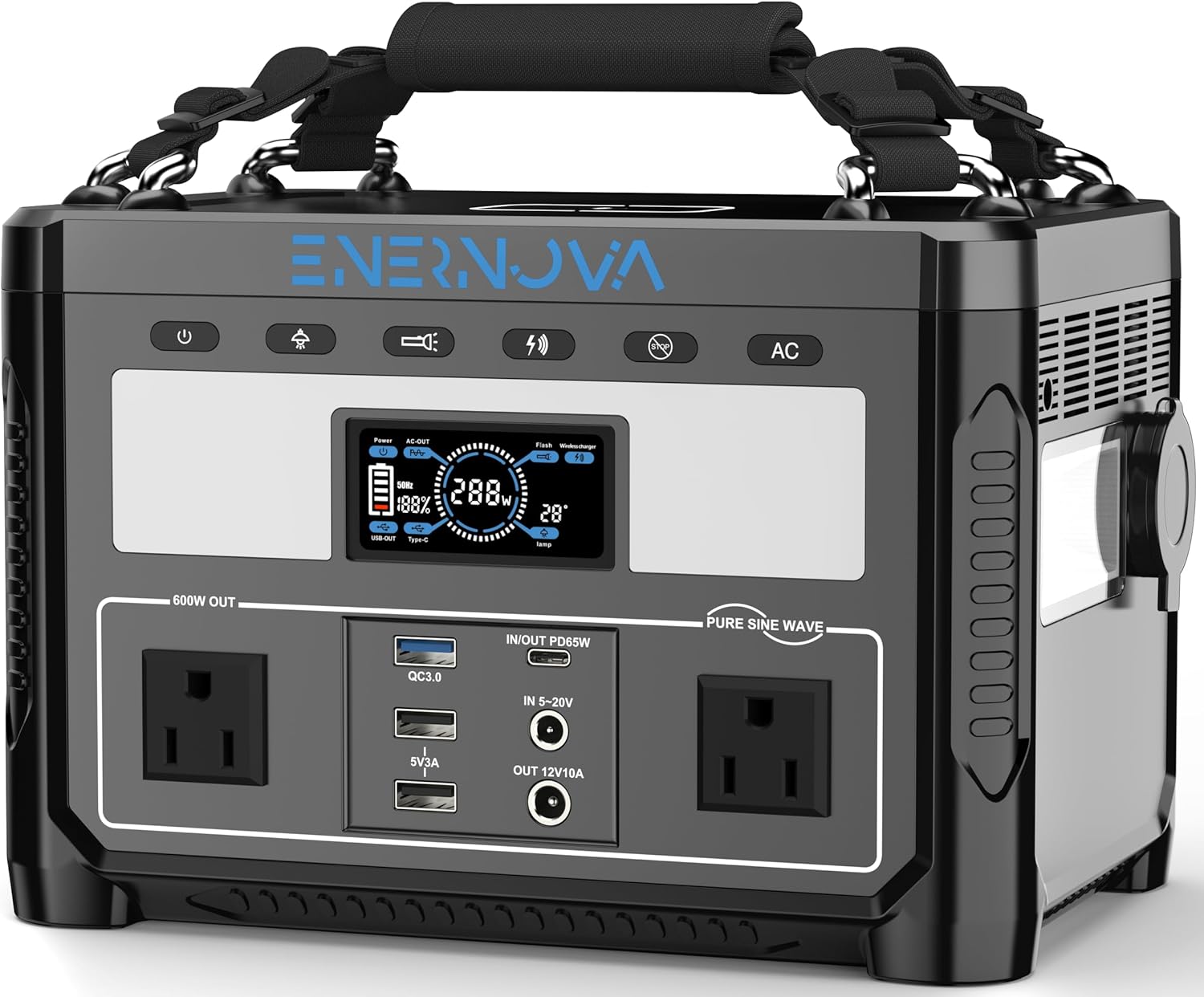 Portable Power Station: Fast Charge, 600W AC, Solar Ready