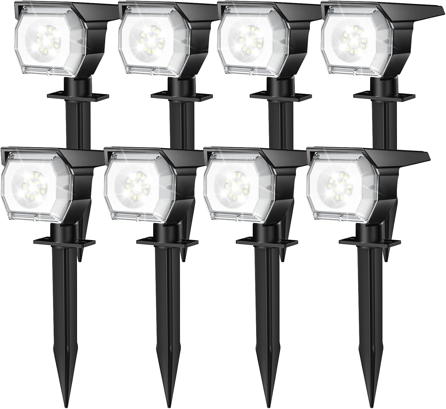 EIUIO Solar Outdoor Lights with 3 Lighting Modes for Gardens