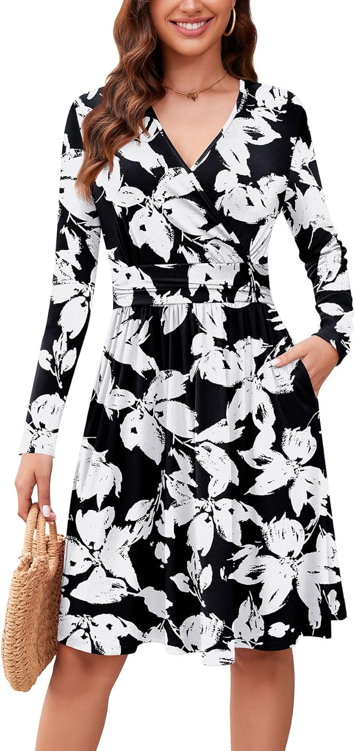 WEACZZY Women's Long Sleeve Casual Fall Dresses with Pockets