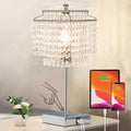 Crystal Table Lamp with Touch Control and USB - 3-Way Dimmable Bedside