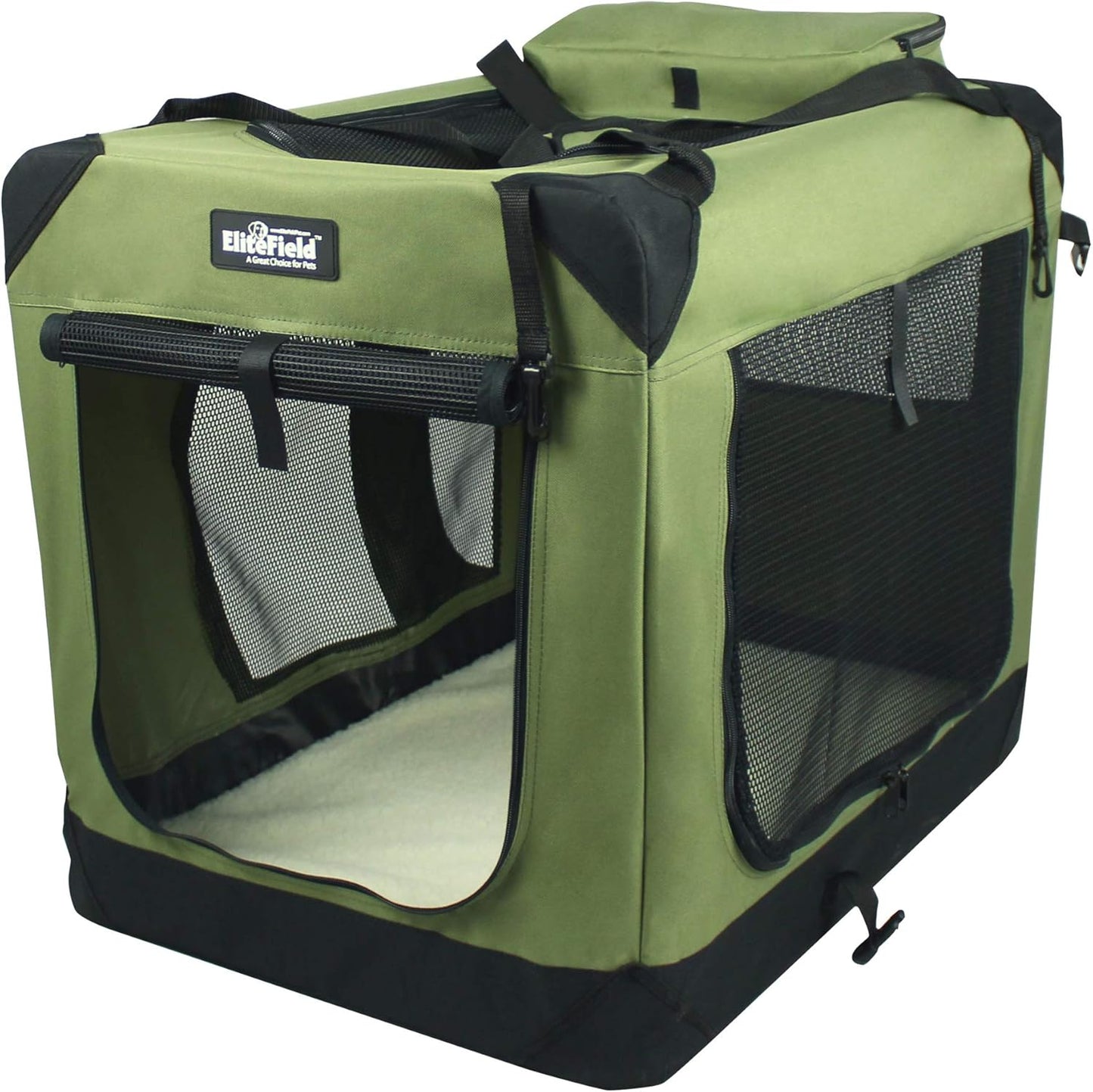 EliteField 3-Door Soft Dog Crate with Carry Bag 42ft x 28ft x 32ft