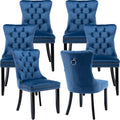 Blue Velvet Dining Chairs Set of 6 - Tufted Comfort for Dining Room
