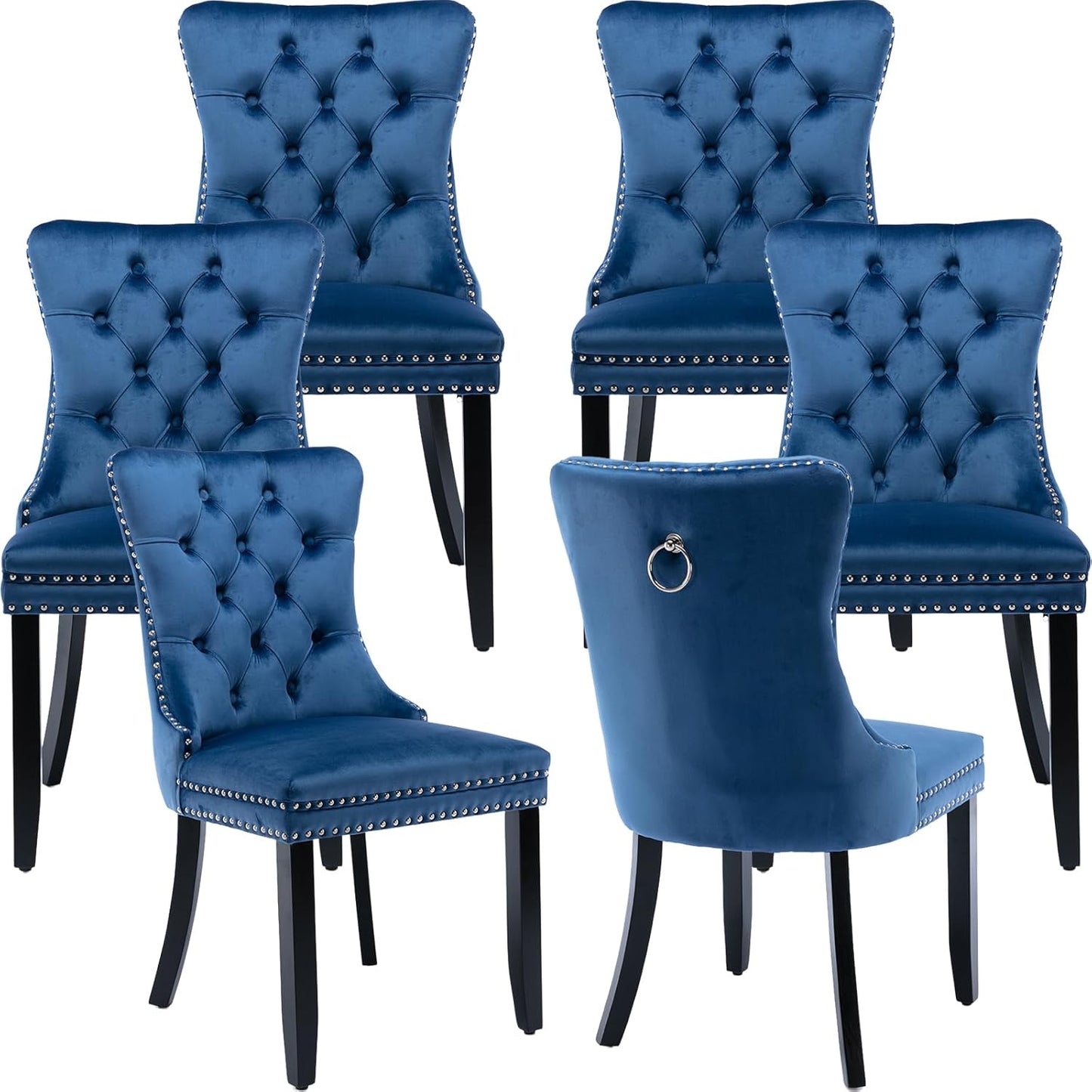 Blue Velvet Dining Chairs Set of 6 for Stylish Dining Rooms