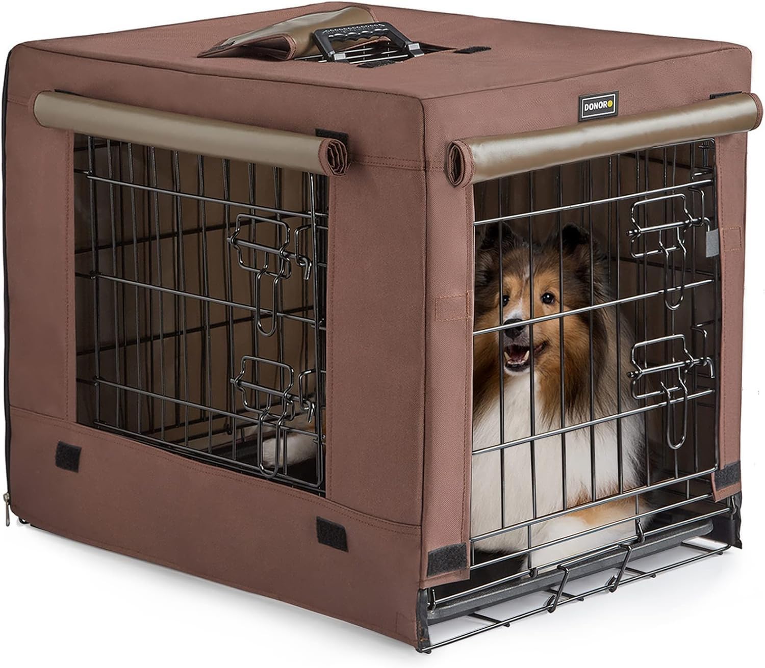 DONORO Dog Crates for Small Medium Dogs with Double Doors
