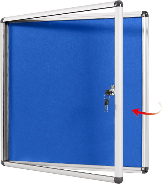 Swansea Blue Fabric Lockable Noticeboard for Office and School