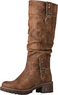 GLOBALWIN Women's Chunky Low Heels Knee High Boots - Comfortable Shoes