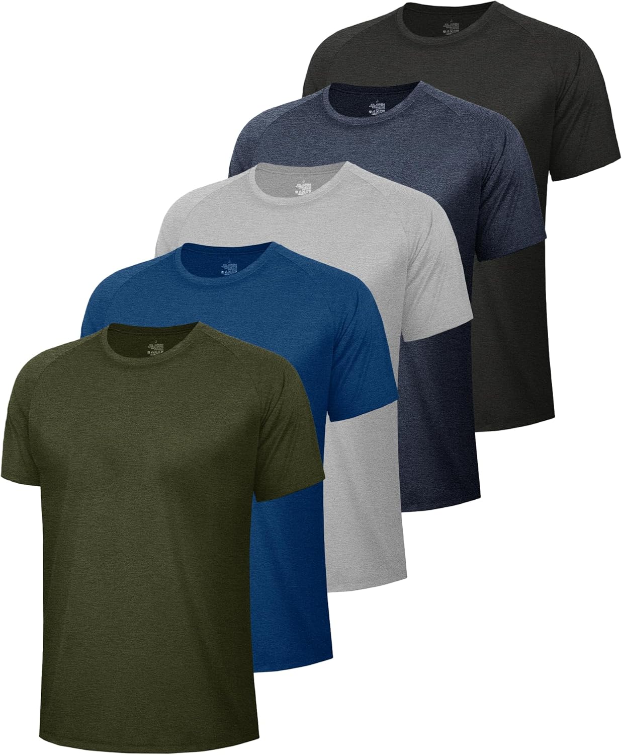 5 Pack Workout Shirts for Men - Quick Dry Athletic T-Shirts