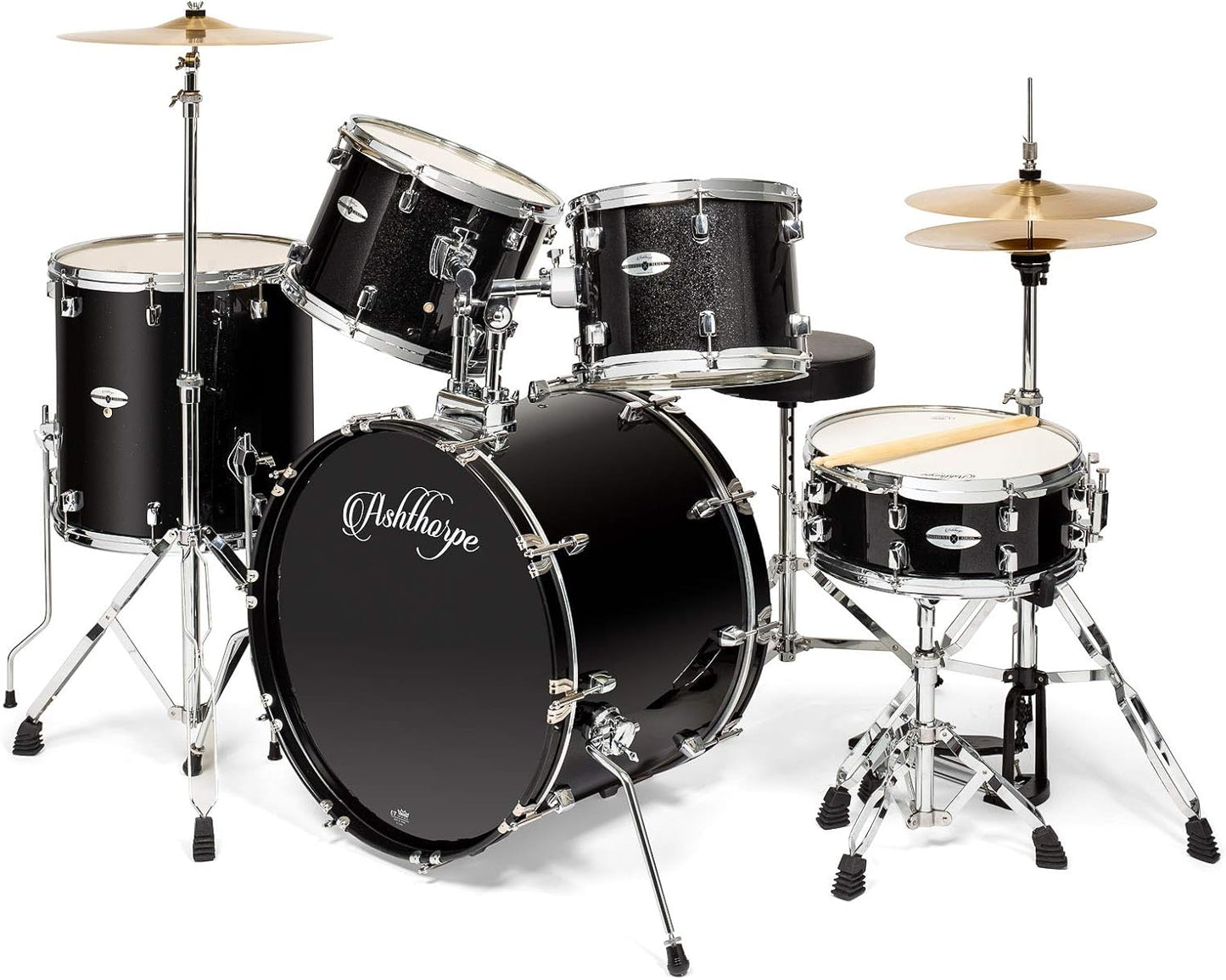 Ashthorpe 5-Piece Full Size Adult Drum Set with Premium Features