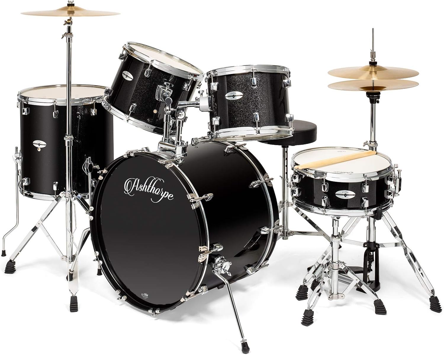 Ashthorpe 5-Piece Full Size Adult Drum Set with Premium Features