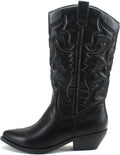 Women's Faux Suede Round Toe Stacked Heel Ankle Bootie - Casual