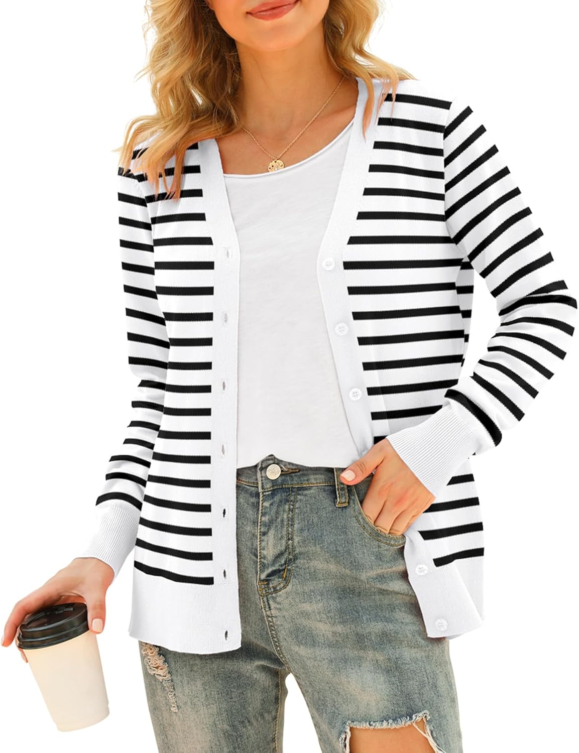 VIISHOW Women's V Neck Button Down Cardigan Sweater for All