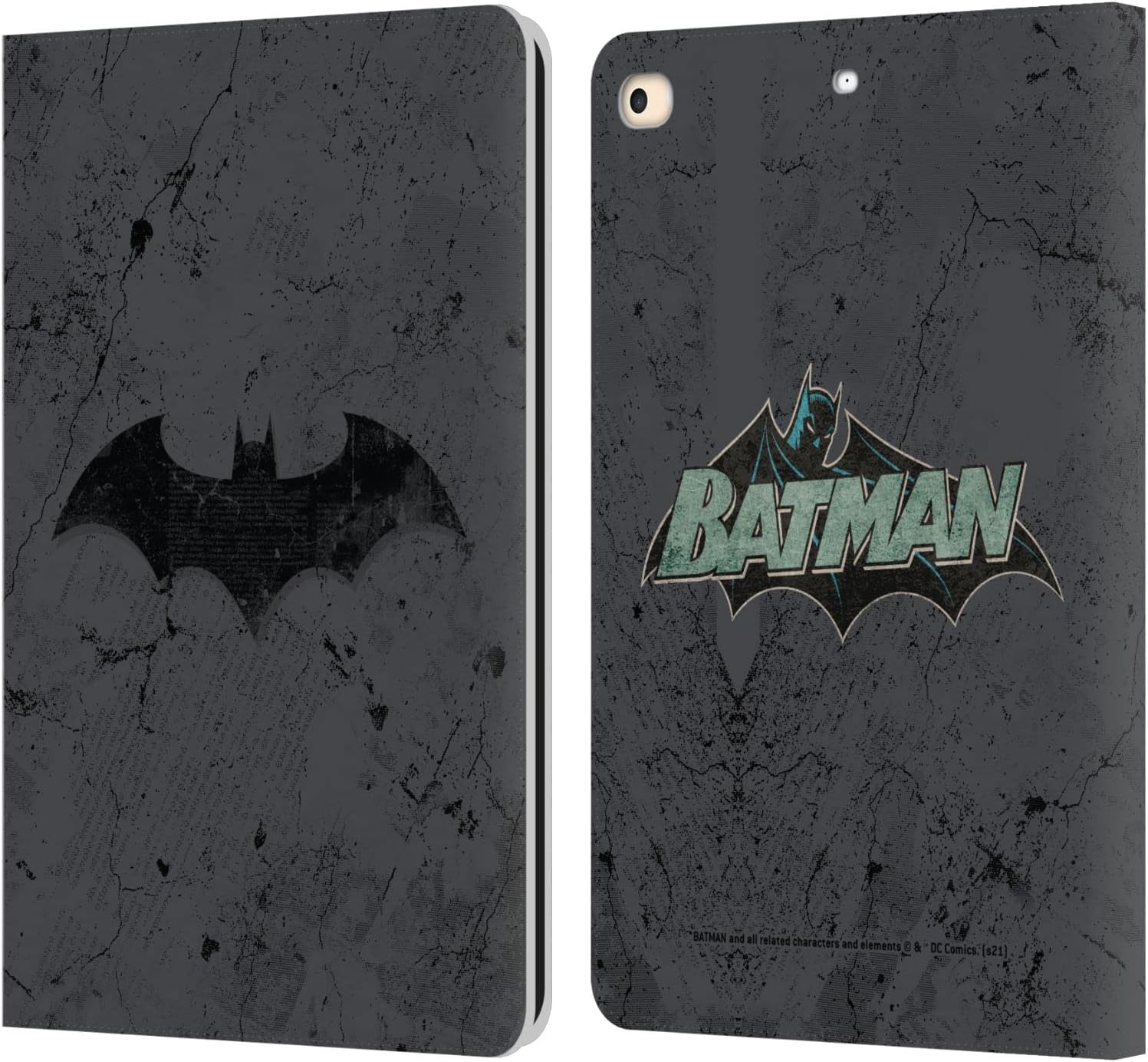 Batman DC Comics Logo Distressed Leather Wallet Case for iPad