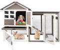 Rabbit Hutch Indoor Outdoor Bunny Hutch with Pull-Out Tray - Spacious