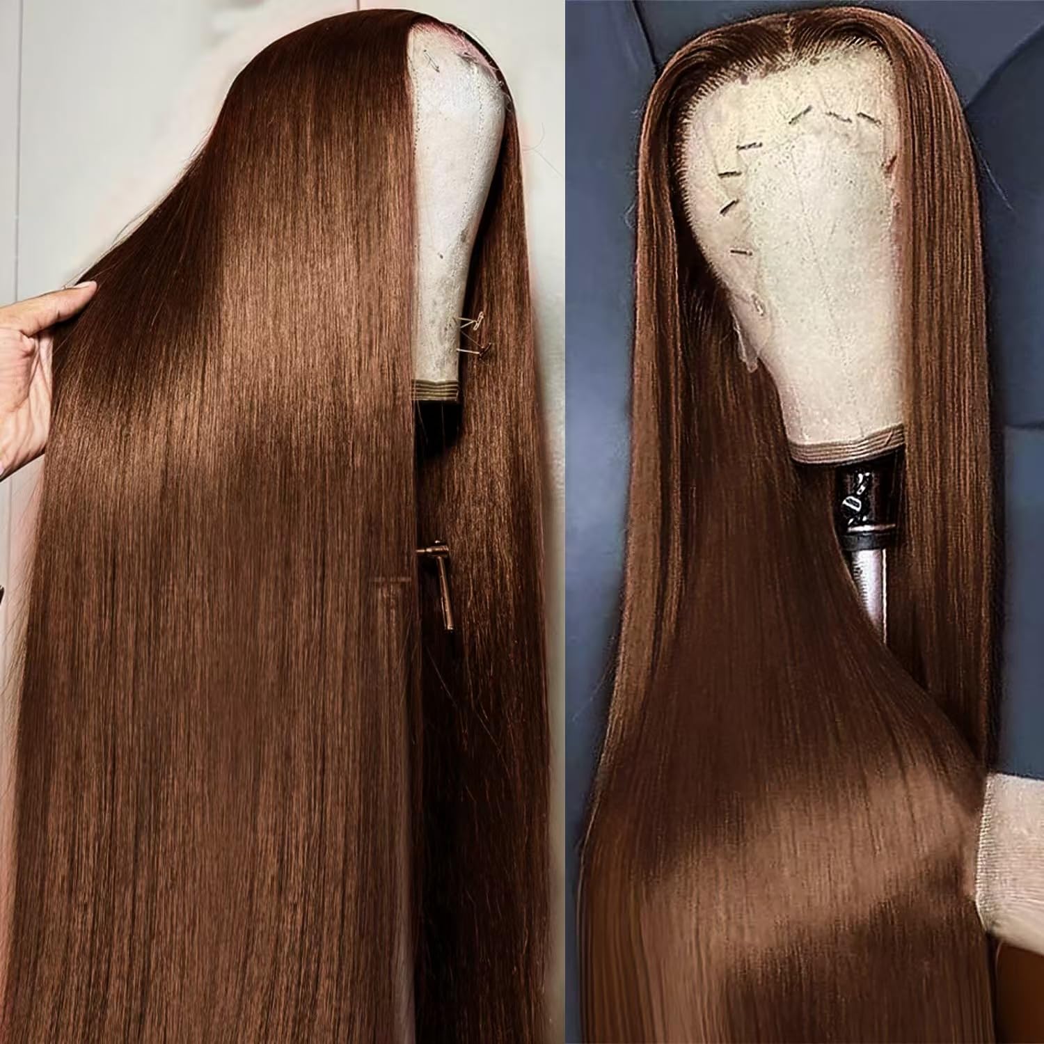 Chocolate Brown Lace Front Wigs Human Hair for Women 24Inch