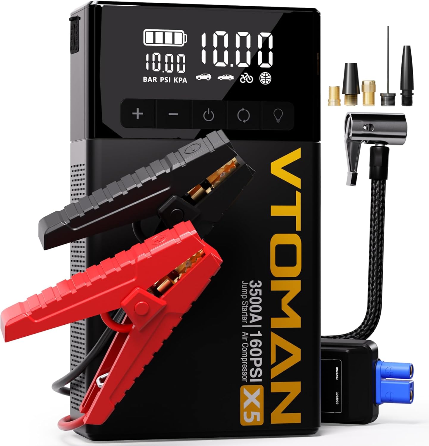 VTOMAN X5 Jump Starter: 3500A Power + 160PSI Air Compressor