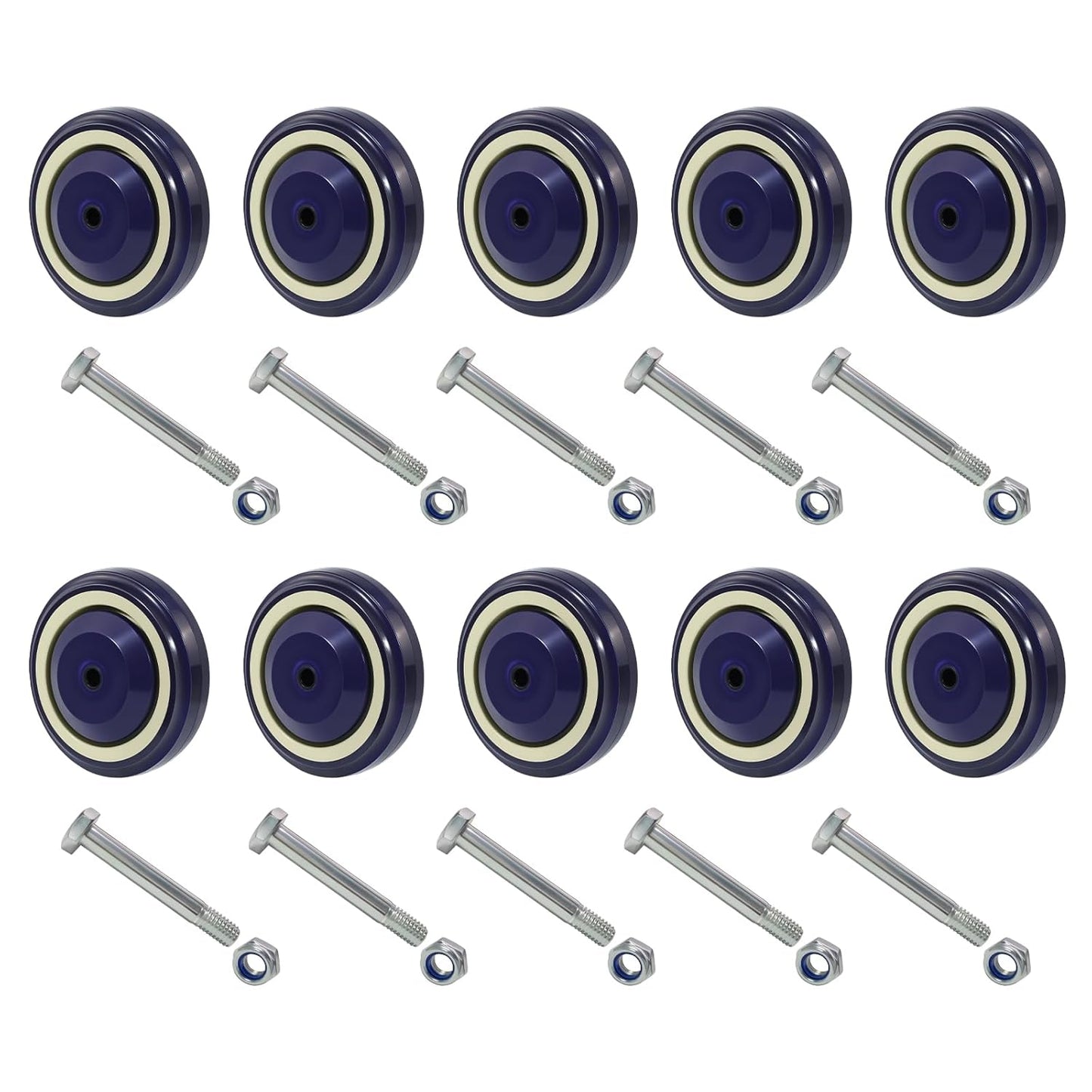 4 Inch Casters for Shopping Cart Replacement - Set of 10 Wheels