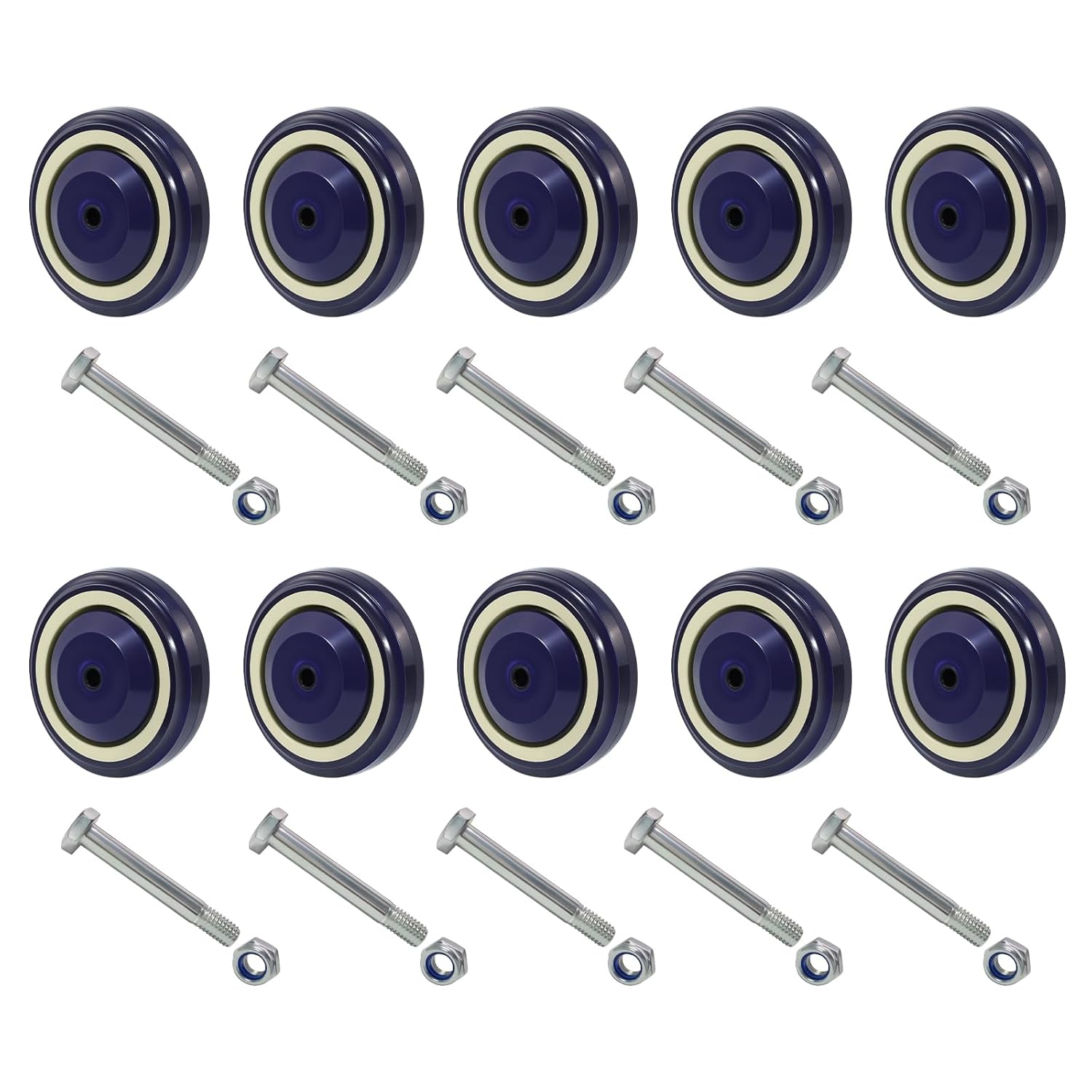 4 Inch Casters for Shopping Cart Replacement - Set of 10 Wheels