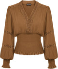 Scarlet Darkness Women's Renaissance Peasant Blouse - Lace Smocked Fit