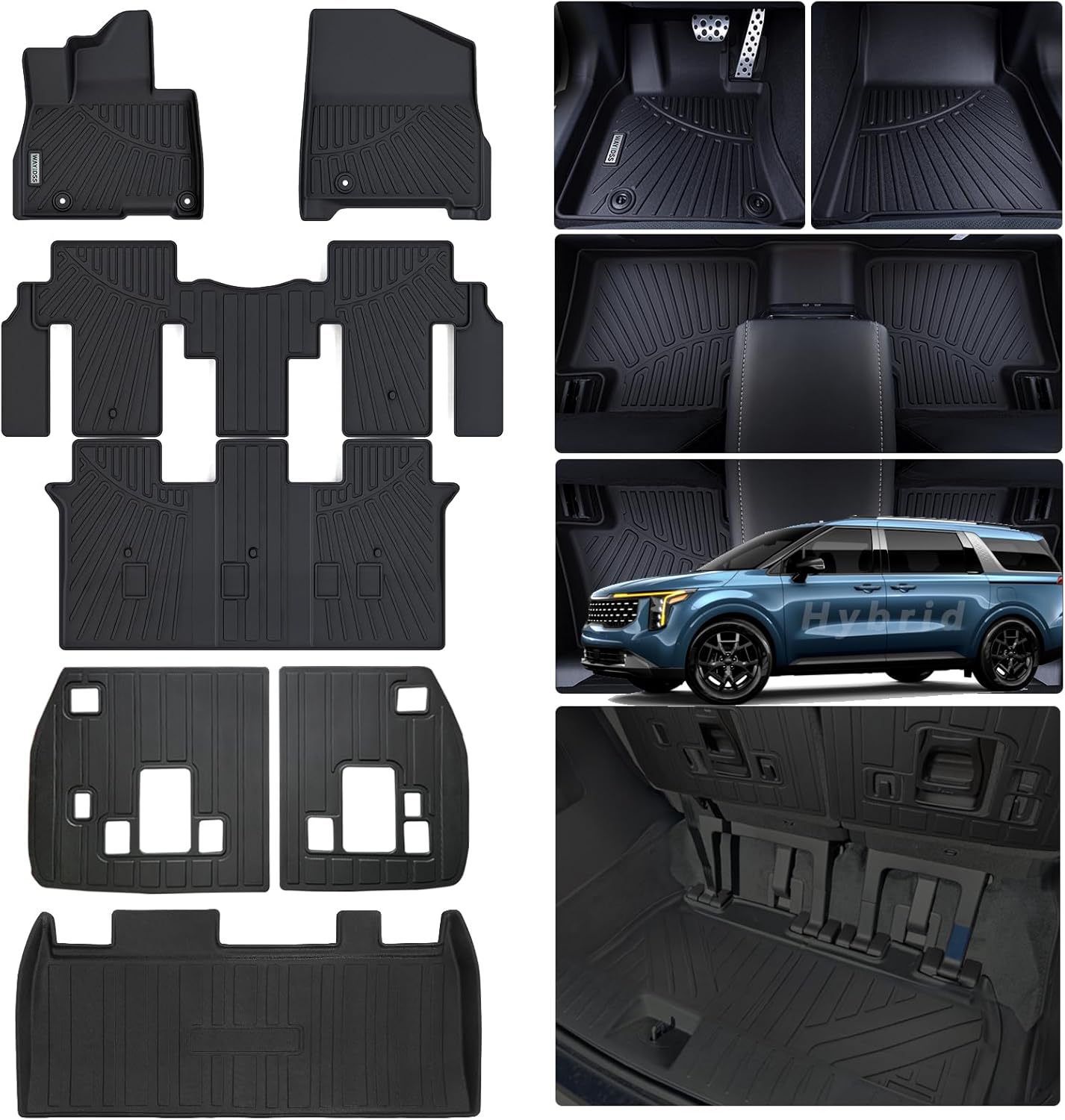 Custom Fit Floor Mats for 2025 KIA Carnival Hybrid 8 Seats