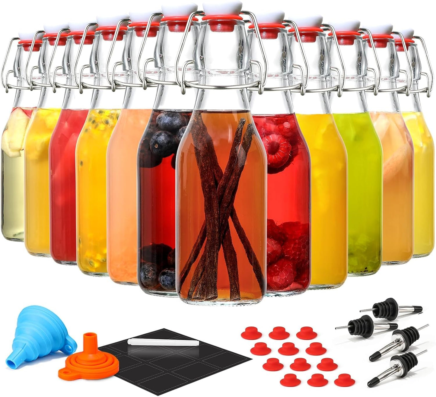 12 Pack 8.5oz Flip Top Glass Bottles for Home Brewing Needs