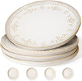 Artena Large Ceramic Dinner Plates Set of 4 - Embossed 10.75 in Modern