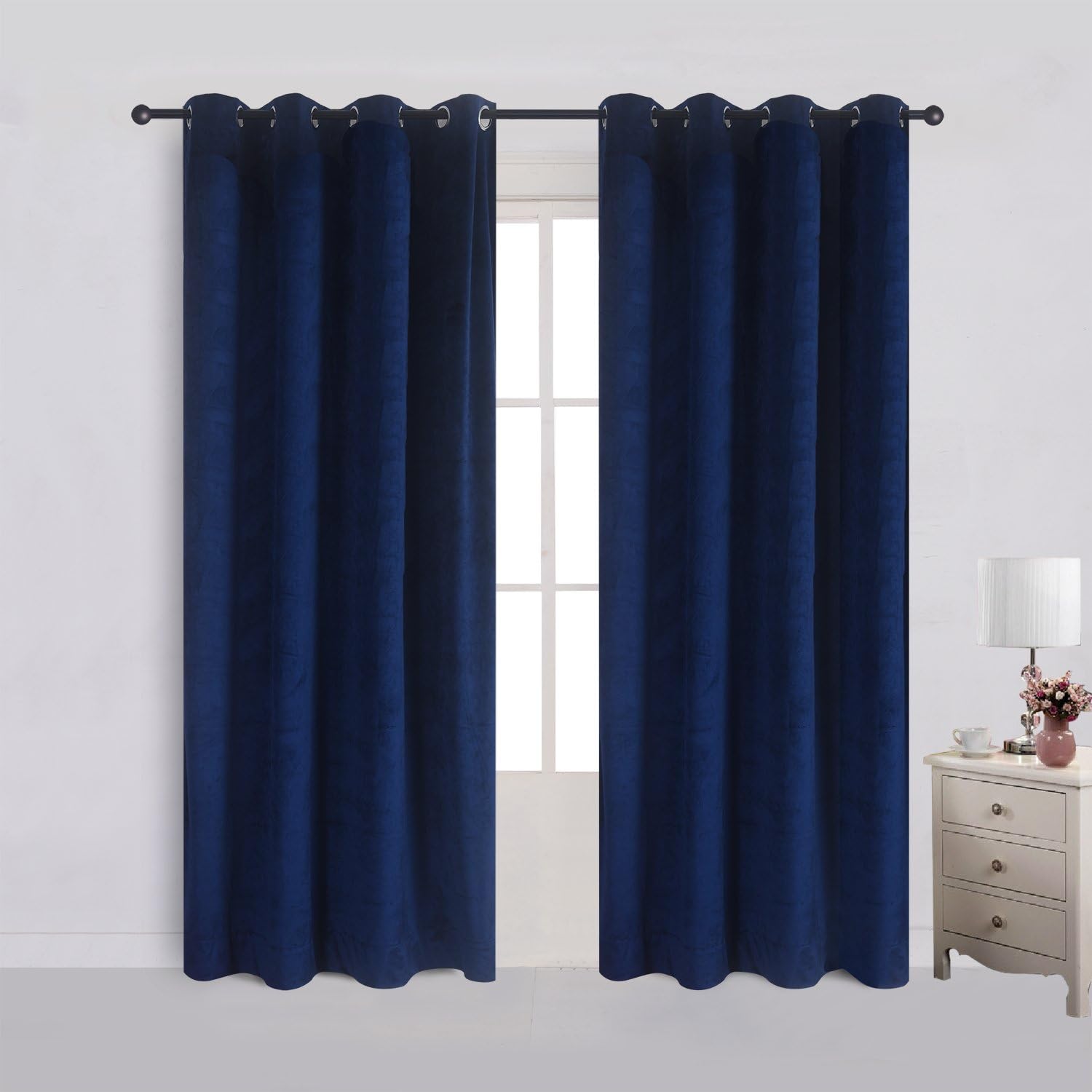 Velvet Flannel Blackout Curtains Set of 2 for Bedroom and Living Room