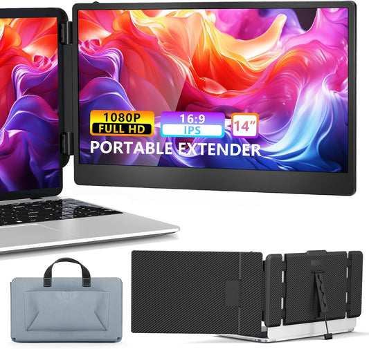 Portable 14 Laptop Monitor - Dual 1080P FHD Display