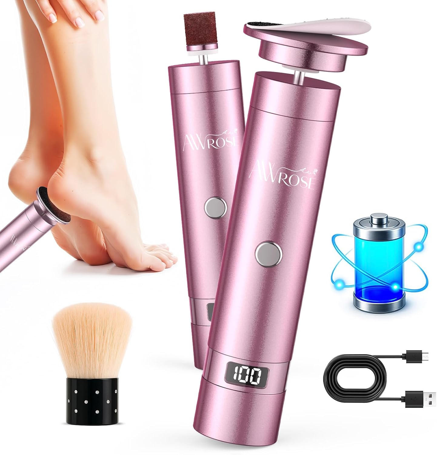 AWROSE Callus Remover for Feet - Cordless Electric Foot Care