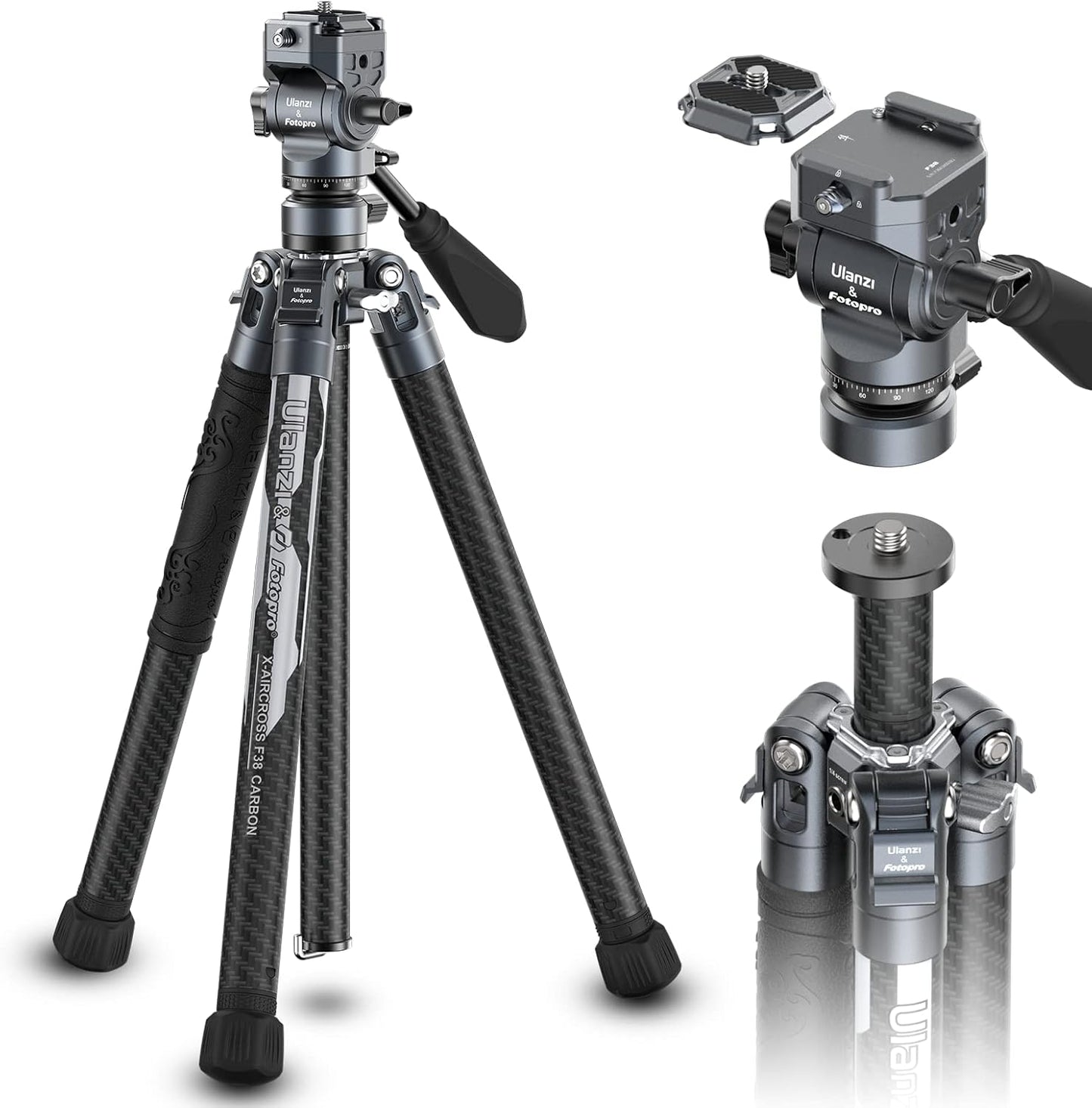 ULANZI F38 Video Travel Tripod: Lightweight Carbon Fiber Design