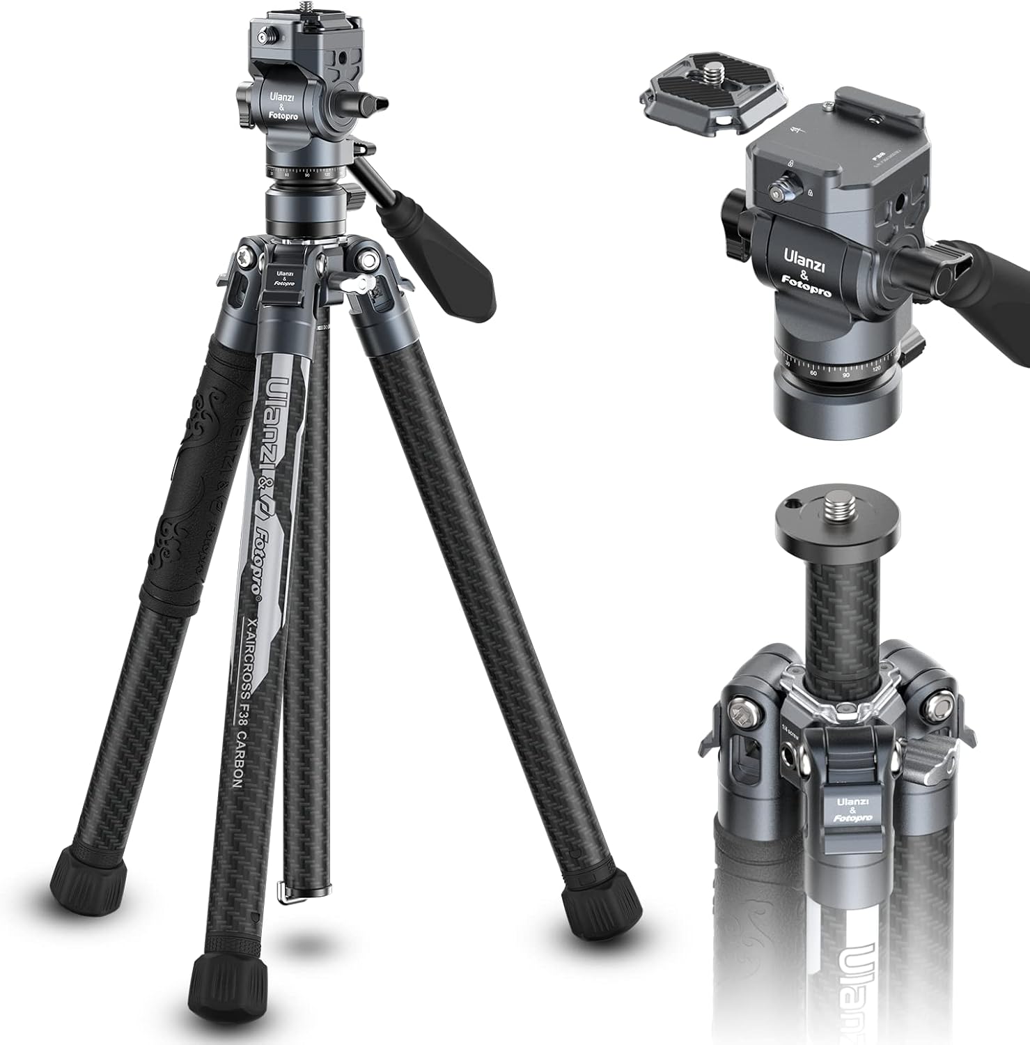 ULANZI F38 Video Travel Tripod: Lightweight Carbon Fiber Design