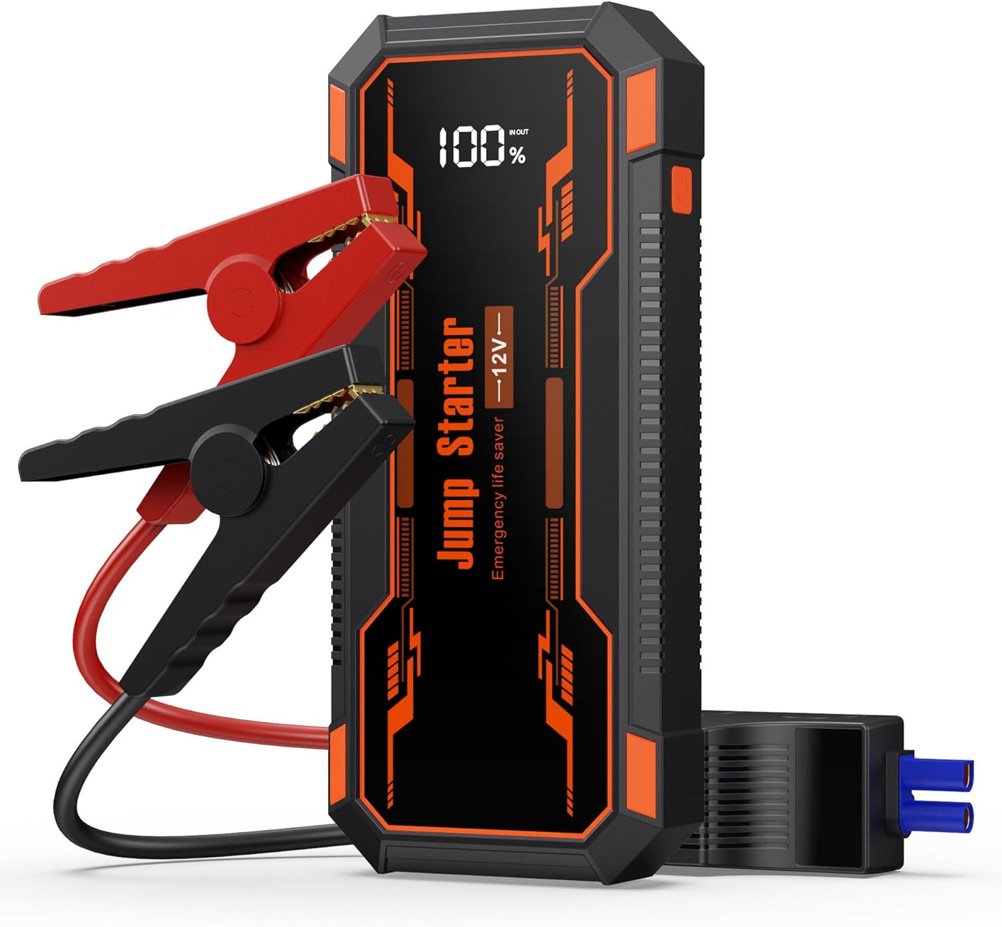 6000A Car Jump Starter Portable with LCD Display and Flashlight