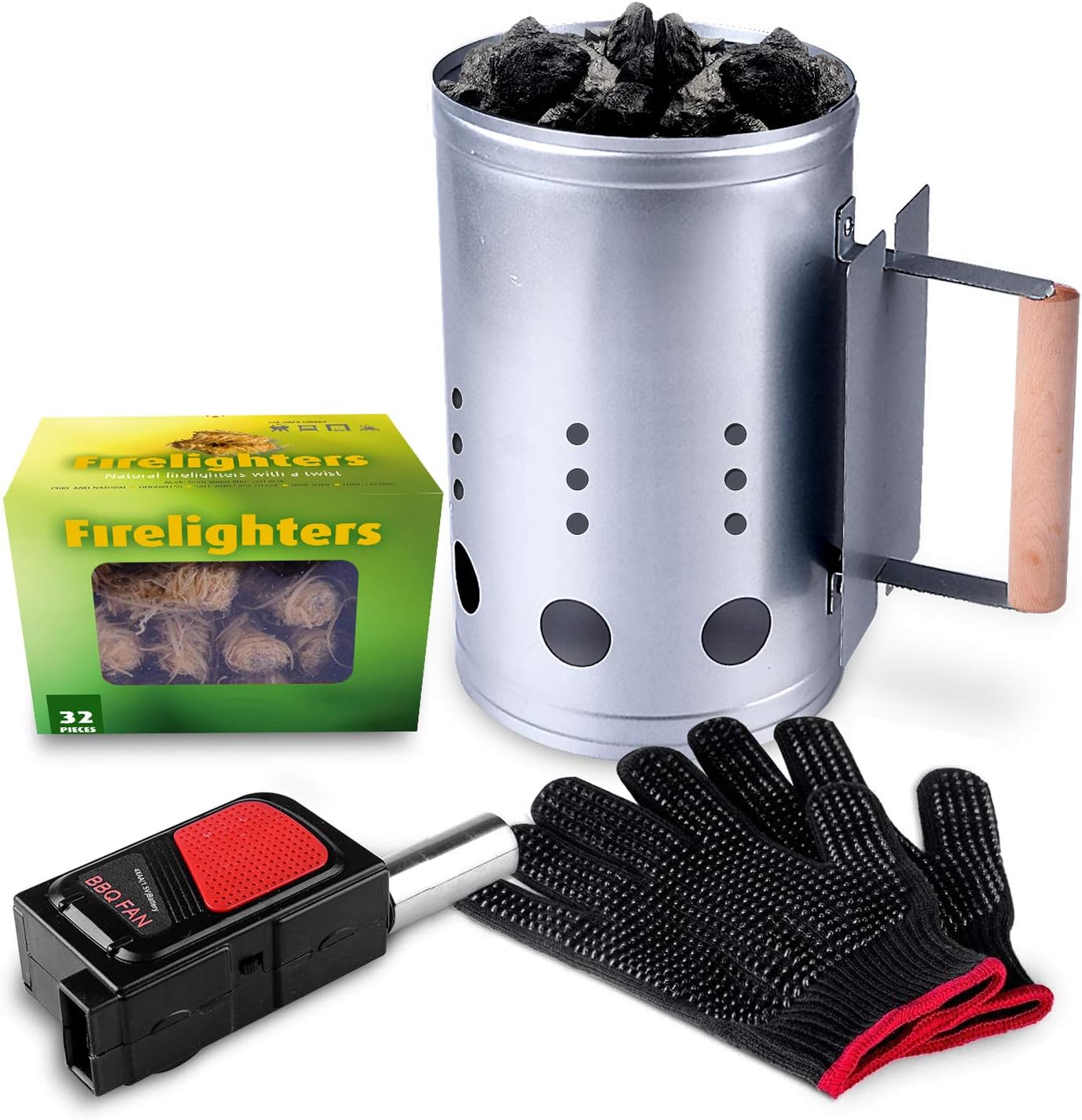 HOMENOTE Rapid Charcoal Chimney Starter Set for BBQ Lovers